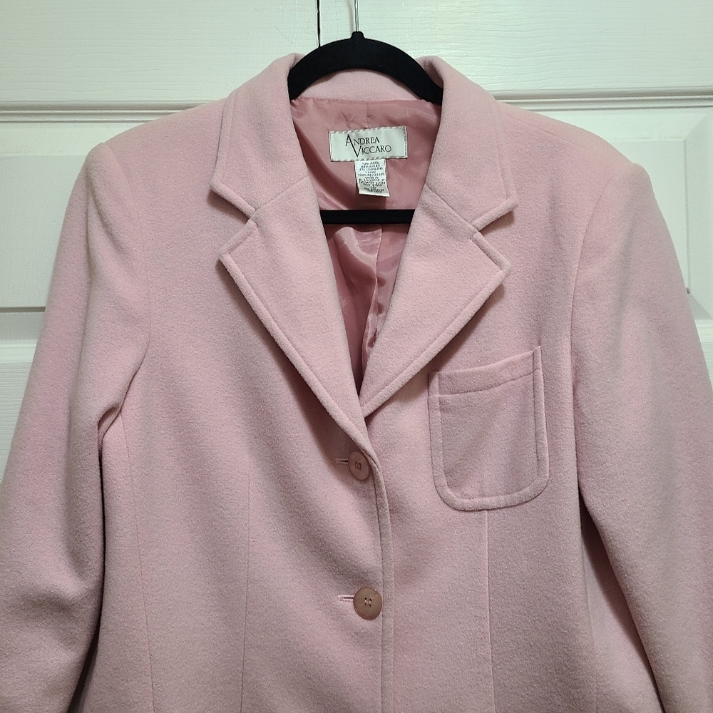 Vtg Andrea Viccaro Wool Cashmere‎ light Pink Blazer Size 10 VINTAGE - Picture 16 of 16
